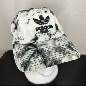 Adidas Logo White Black Tie Dye Adjustable Hat Adult Cap Embroidered Trefoil